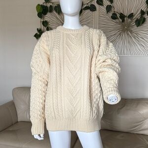 Allen Solly All New 100% Wool Cream Cable Knit Sweater Size Xl